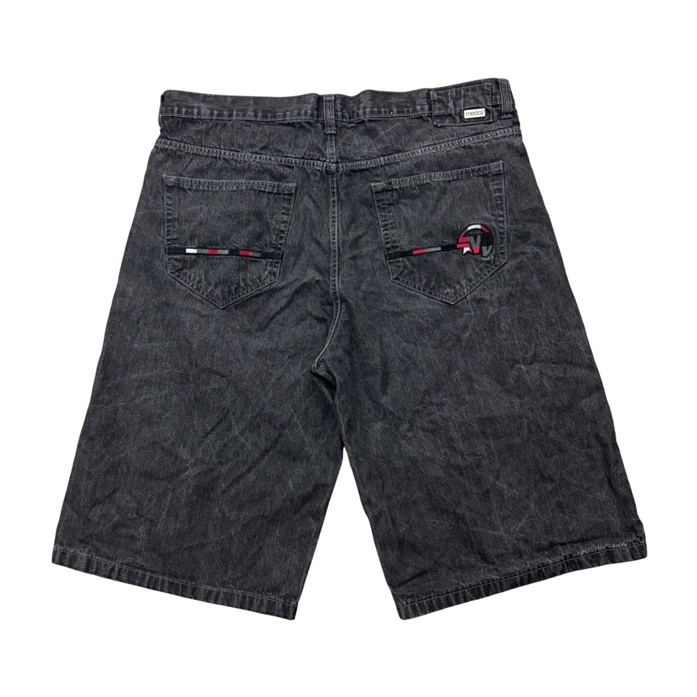 Vintage Y2K Mecca Faded Black Denim Shorts Baggy Wide Leg Skate Hip Hop 44